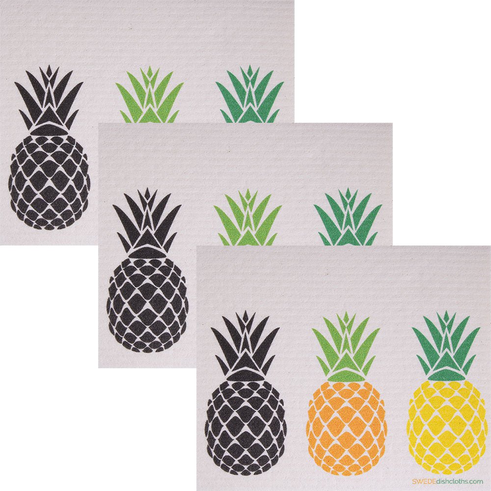 Swedish Dishcloth (3 Pineapples) Set of 3 Paper Towel Replacements | Swededishcloths - SWEDEdishcloths.com