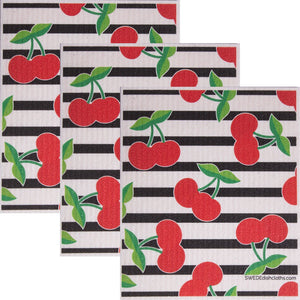Swedish Dishcloth (Cherry Collage) Set of 3 Paper Towel Replacements | Swededishcloths - SWEDEdishcloths.com