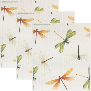 Swedish Dishcloth Dragonfly Collage Set of 3 Spongelcoths - SWEDEdishcloths.com