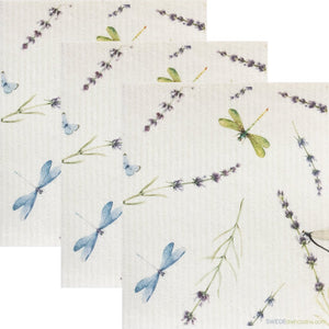 Swedish Dishcloth Dragonfly Lavender Set of 3 Spongelcoths - SWEDEdishcloths.com