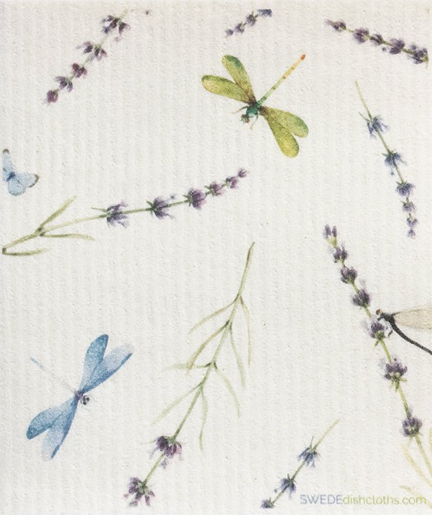 Swedish Dishcloth Dragonfly Lavender Single Spongecloth - SWEDEdishcloths.com