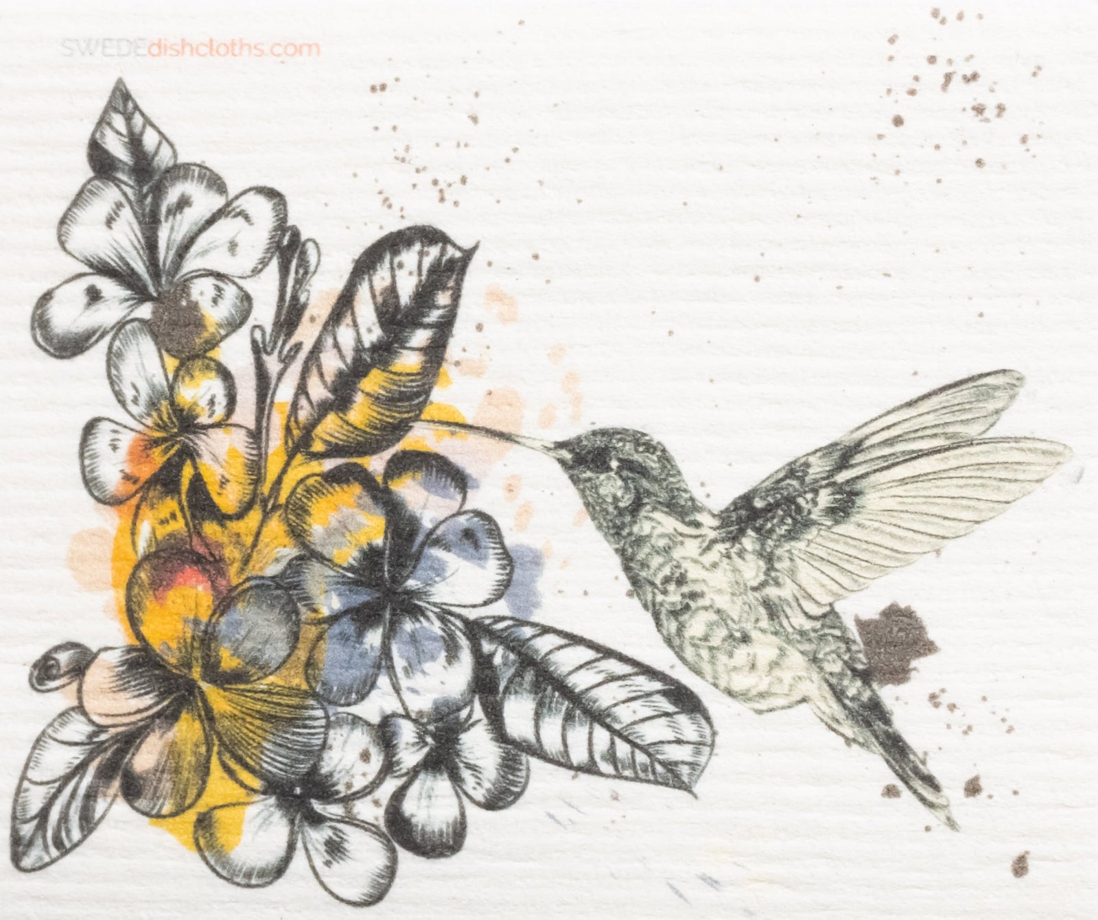 Swedish Dishcloth Hummingbird Tropical Flowers Single Spongecloth - SWEDEdishcloths.com