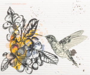 Swedish Dishcloth Hummingbird Tropical Flowers Single Spongecloth - SWEDEdishcloths.com