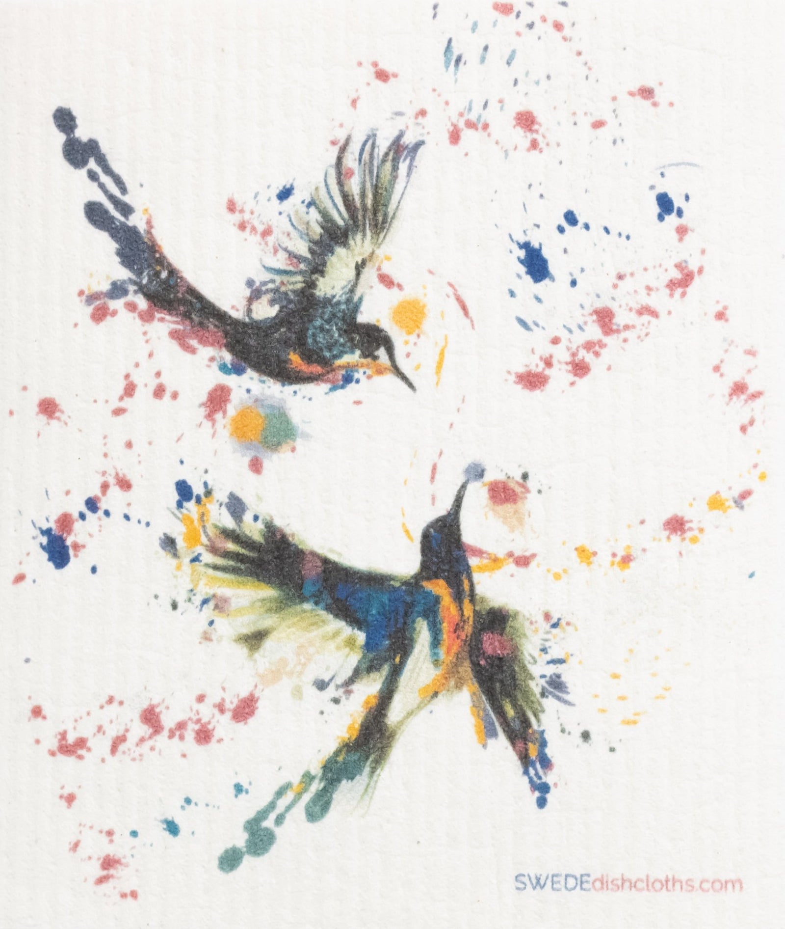 Swedish Dishcloth Hummingbirds Playing Single Spongecloth - SWEDEdishcloths.com