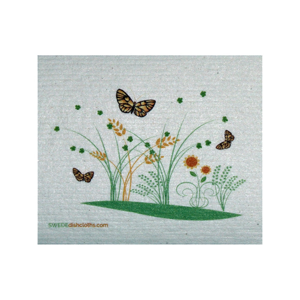 Bees & Bugs on Grey Swedish Dishcloth