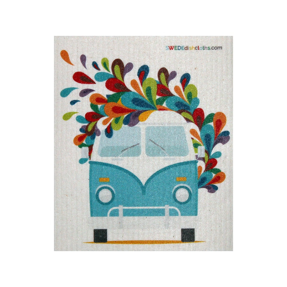 Swedish Dishcloth One Swedish Dishcloth Hippie Bus Design - 1