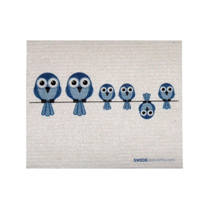 Swedish Dishcloth One Swedish Dishcloth Bluebirds on Wire Design - SWEDEdishcloths.com