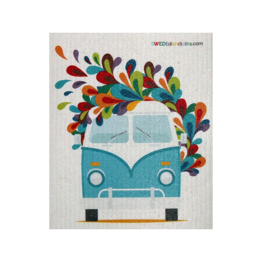 Swedish Dishcloth One Swedish Dishcloth Hippie Bus Design - SWEDEdishcloths.com