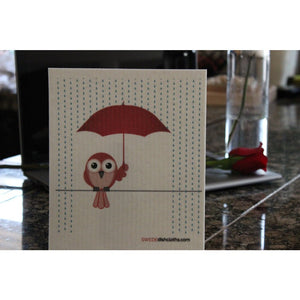 Swedish Dishcloth One Swedish Dishcloth Redbird in Rain Design - SWEDEdishcloths.com