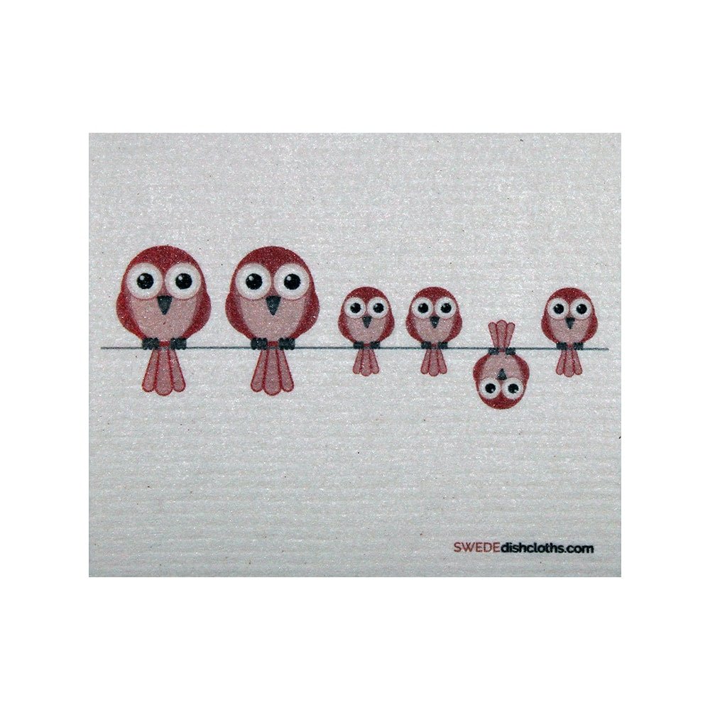 Swedish Dishcloth One Swedish Dishcloth Redbirds on Wire Design - SWEDEdishcloths.com