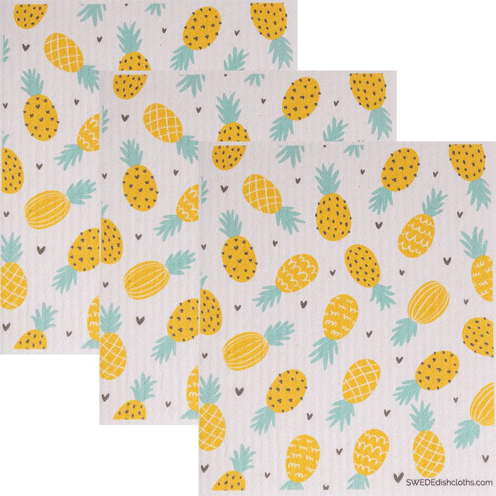 Swedish Dishcloth (Pineapple Collage) Set of 3 Paper Towel Replacements | Swededishcloths - SWEDEdishcloths.com
