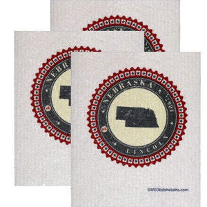 Swedish Dishcloth Set of 3 each Swedish Dishcloth Badge Design - Nebraska