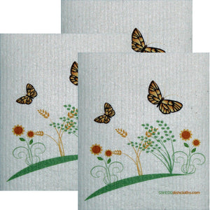 Swedish Dishcloth Set of 3 each Swedish Dishcloths 2 Spring Butterflies Design