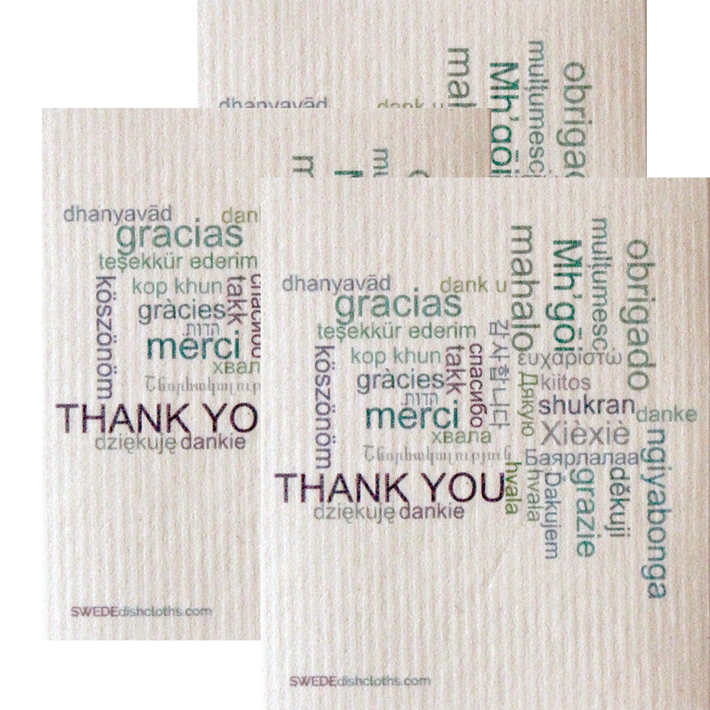 Swedish Dishcloth  Set of 3 each Swedish Dishcloths Thank You Design