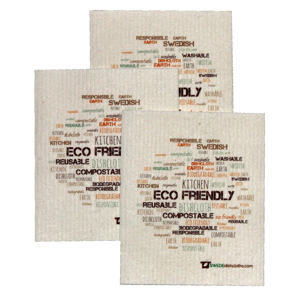 Swedish Dishcloth Set of 3 each Swedish Dishcloths - WordCloud