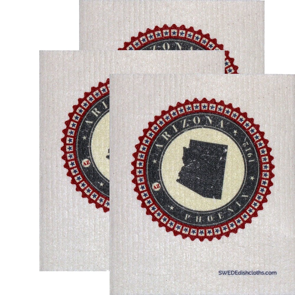 Swedish Dishcloth Set of 3 each Swedish Dishcloth Badge Design - Arizona - SWEDEdishcloths.com