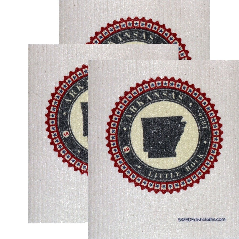 Swedish Dishcloth Set of 3 each Swedish Dishcloth Badge Design - Arkansas - SWEDEdishcloths.com