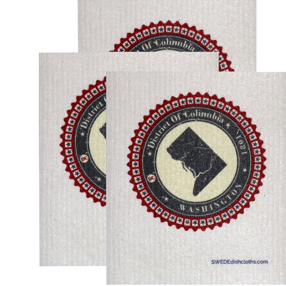 Swedish Dishcloth Set of 3 each Swedish Dishcloth Badge Design - District of Columbia - SWEDEdishcloths.com