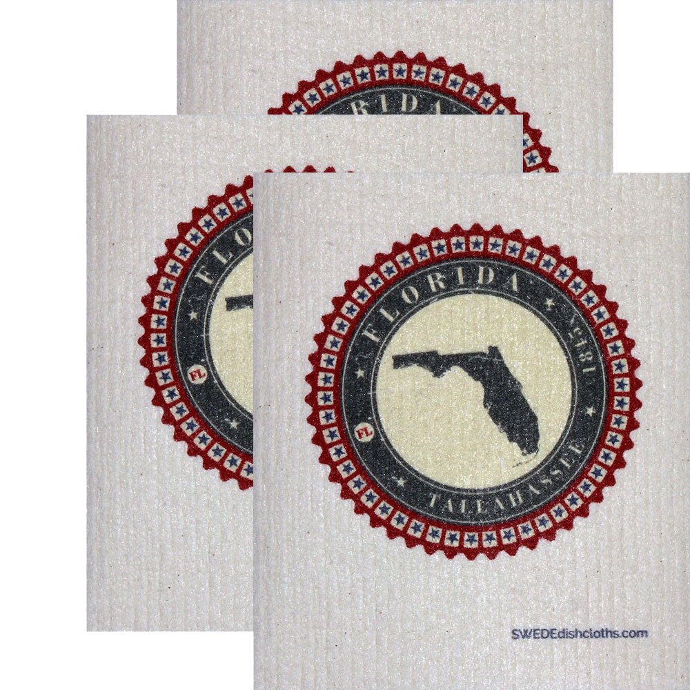 Swedish Dishcloth Set of 3 each Swedish Dishcloth Badge Design - Florida - SWEDEdishcloths.com