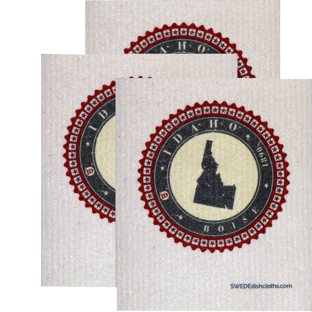Swedish Dishcloth Set of 3 each Swedish Dishcloth Badge Design - Idaho - SWEDEdishcloths.com