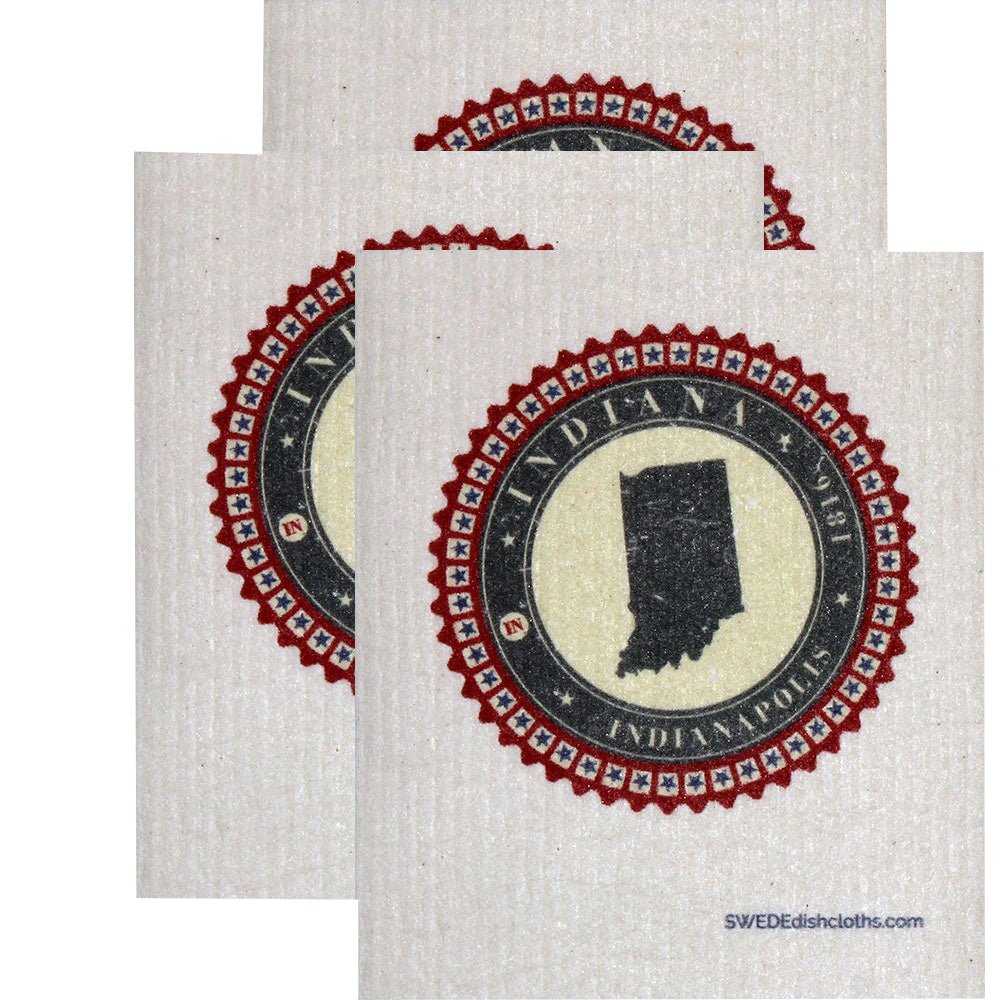 Swedish Dishcloth Set of 3 each Swedish Dishcloth Badge Design - Indiana - SWEDEdishcloths.com