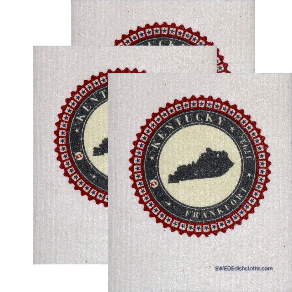 Swedish Dishcloth Set of 3 each Swedish Dishcloth Badge Design - Kentucky - SWEDEdishcloths.com