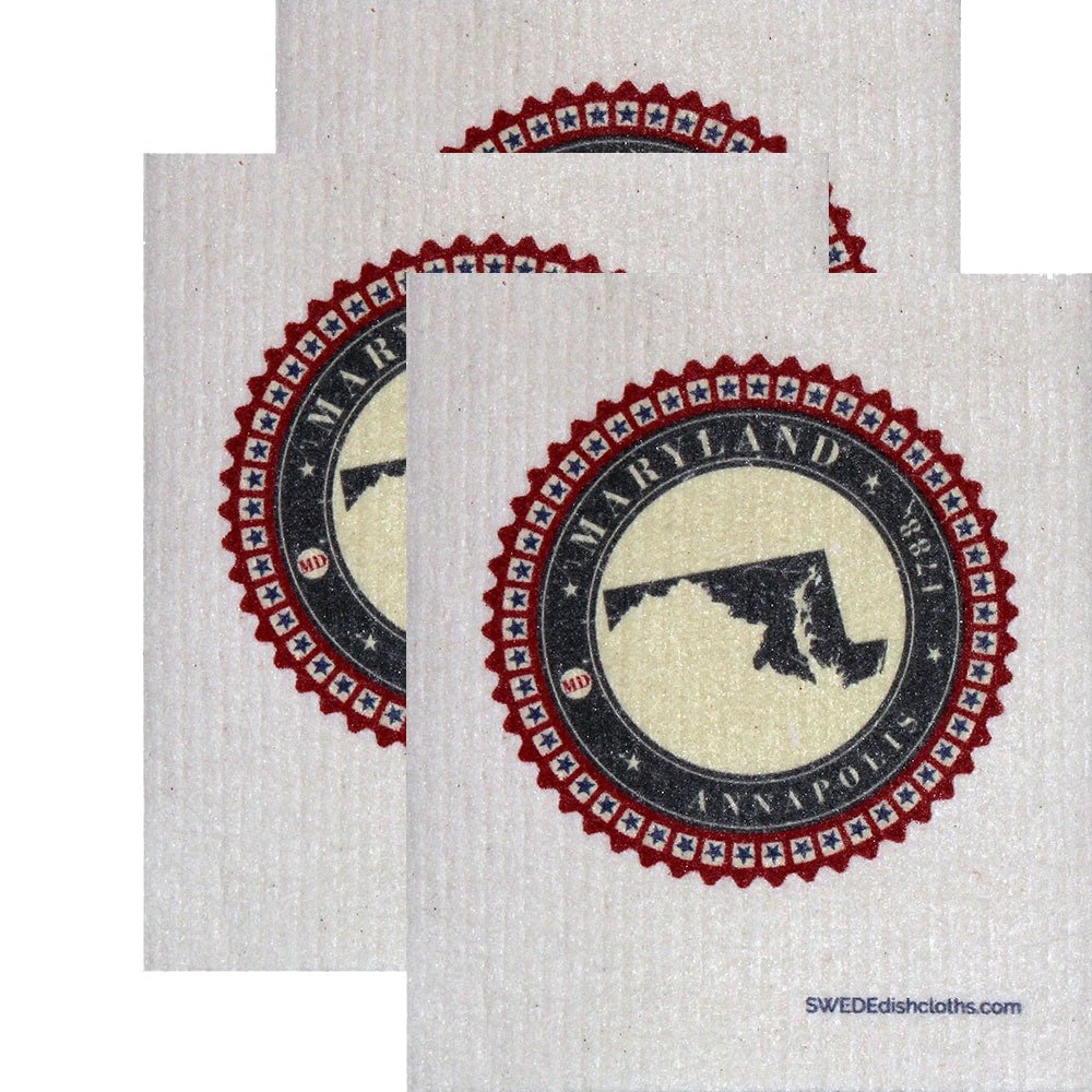 Swedish Dishcloth Set of 3 each Swedish Dishcloth Badge Design - Maryland - SWEDEdishcloths.com