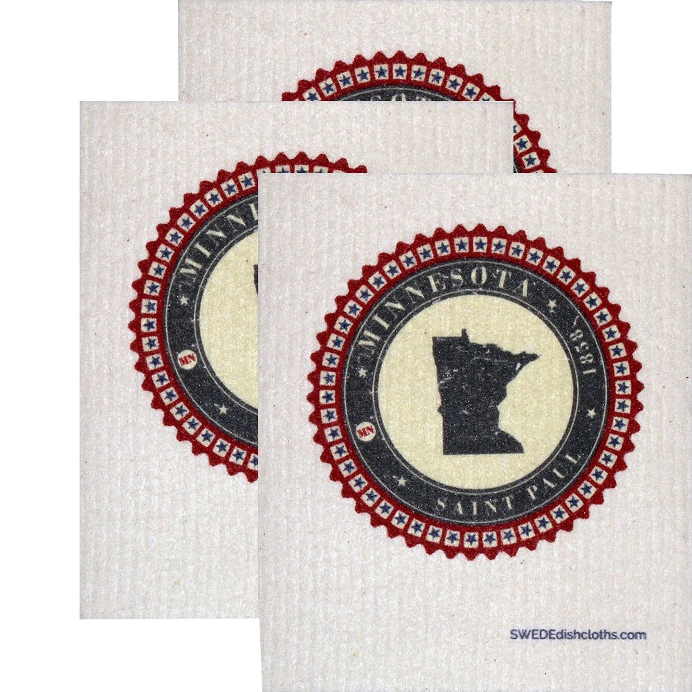 Swedish Dishcloth Set of 3 each Swedish Dishcloth Badge Design - Minnesota - SWEDEdishcloths.com