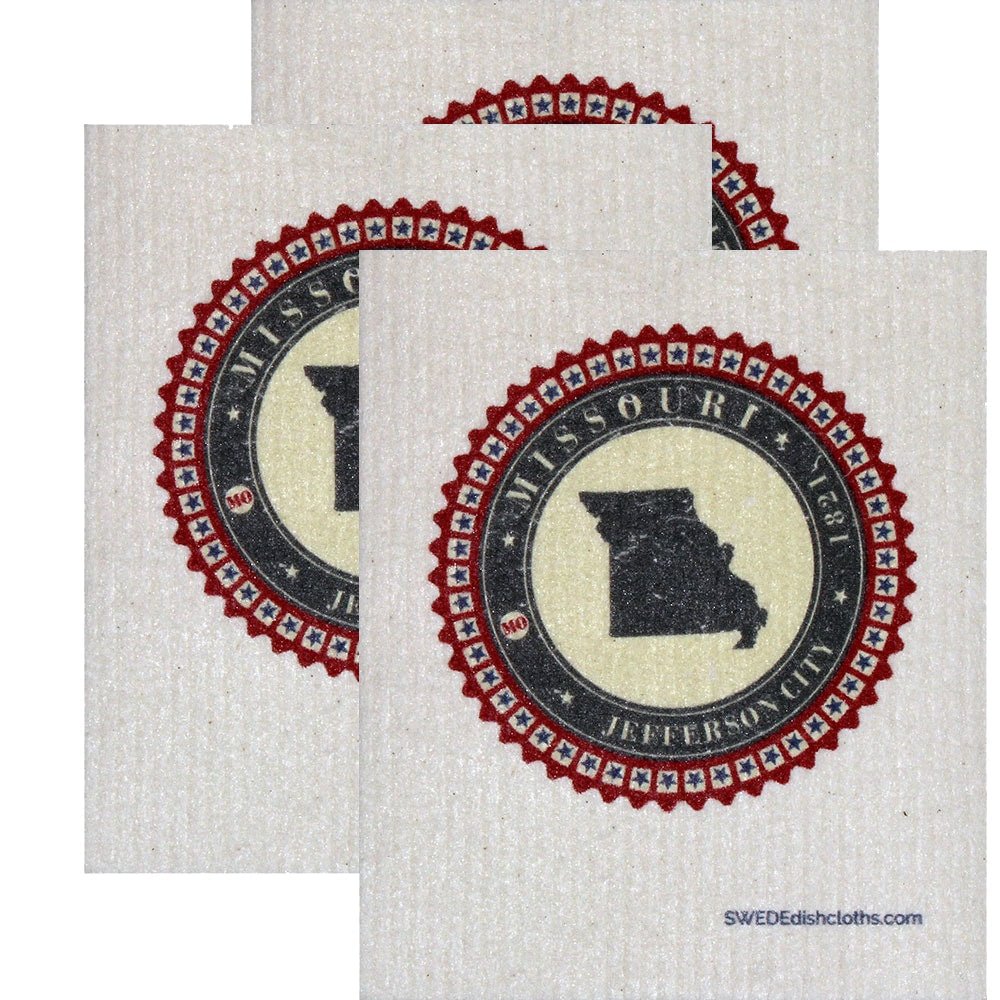Swedish Dishcloth Set of 3 each Swedish Dishcloth Badge Design - Missouri - SWEDEdishcloths.com