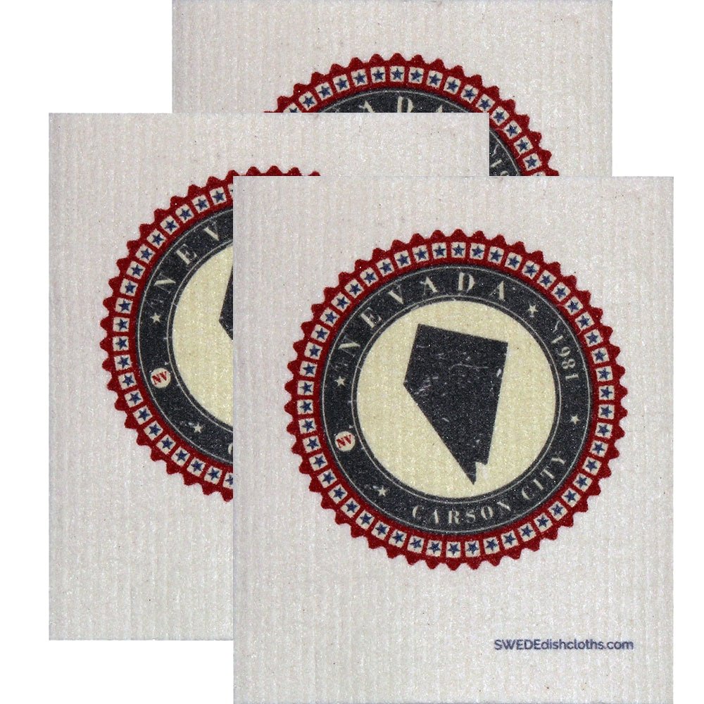 Swedish Dishcloth Set of 3 each Swedish Dishcloth Badge Design - Nevada - SWEDEdishcloths.com