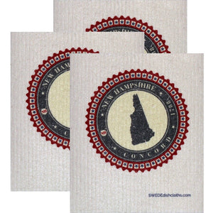 Swedish Dishcloth Set of 3 each Swedish Dishcloth Badge Design - New Hampshire - SWEDEdishcloths.com
