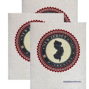 Swedish Dishcloth Set of 3 each Swedish Dishcloth Badge Design - New Jersey - SWEDEdishcloths.com