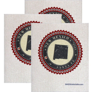 Swedish Dishcloth Set of 3 each Swedish Dishcloth Badge Design - New Mexico - SWEDEdishcloths.com