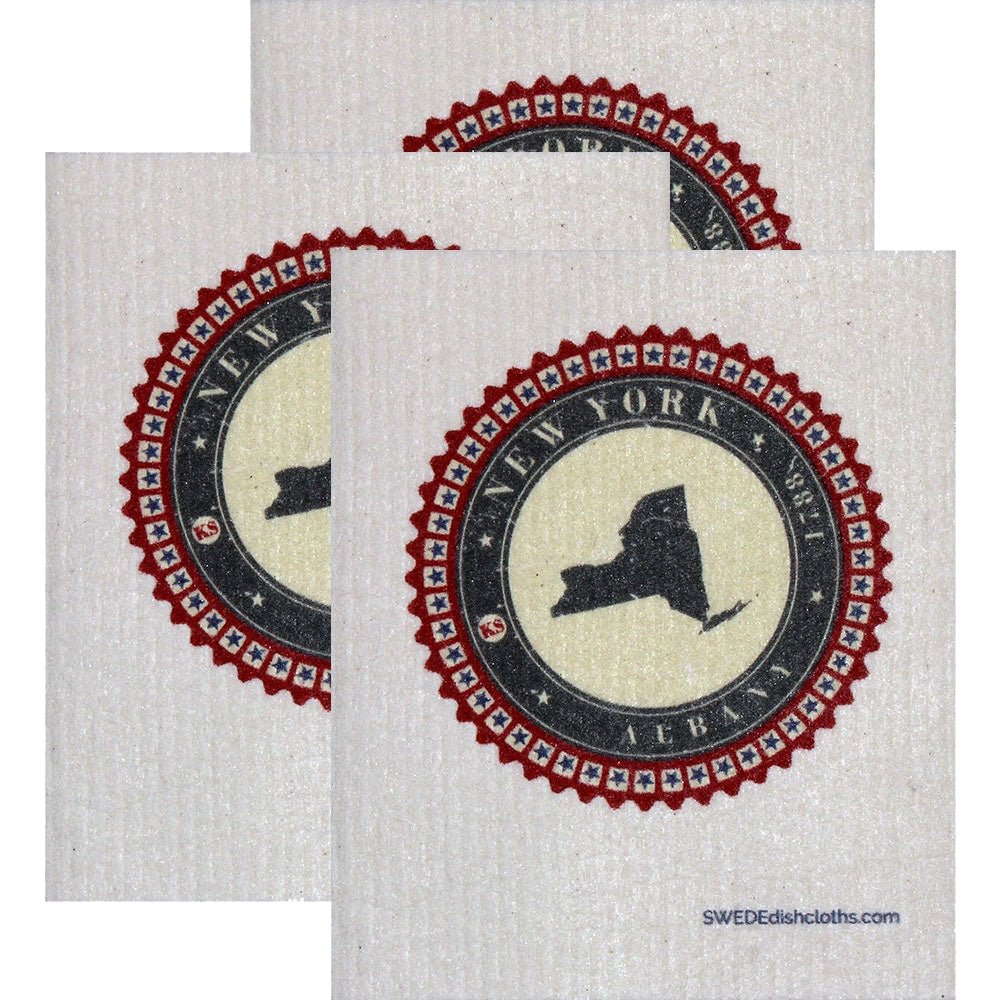 Swedish Dishcloth Set of 3 each Swedish Dishcloth Badge Design New York - SWEDEdishcloths.com