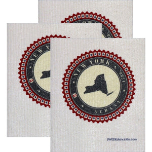 Swedish Dishcloth Set of 3 each Swedish Dishcloth Badge Design New York - SWEDEdishcloths.com