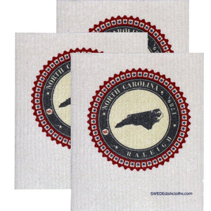 Swedish Dishcloth Set of 3 each Swedish Dishcloth Badge Design North Carolina - SWEDEdishcloths.com