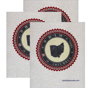 Swedish Dishcloth Set of 3 each Swedish Dishcloth Badge Design Ohio - SWEDEdishcloths.com