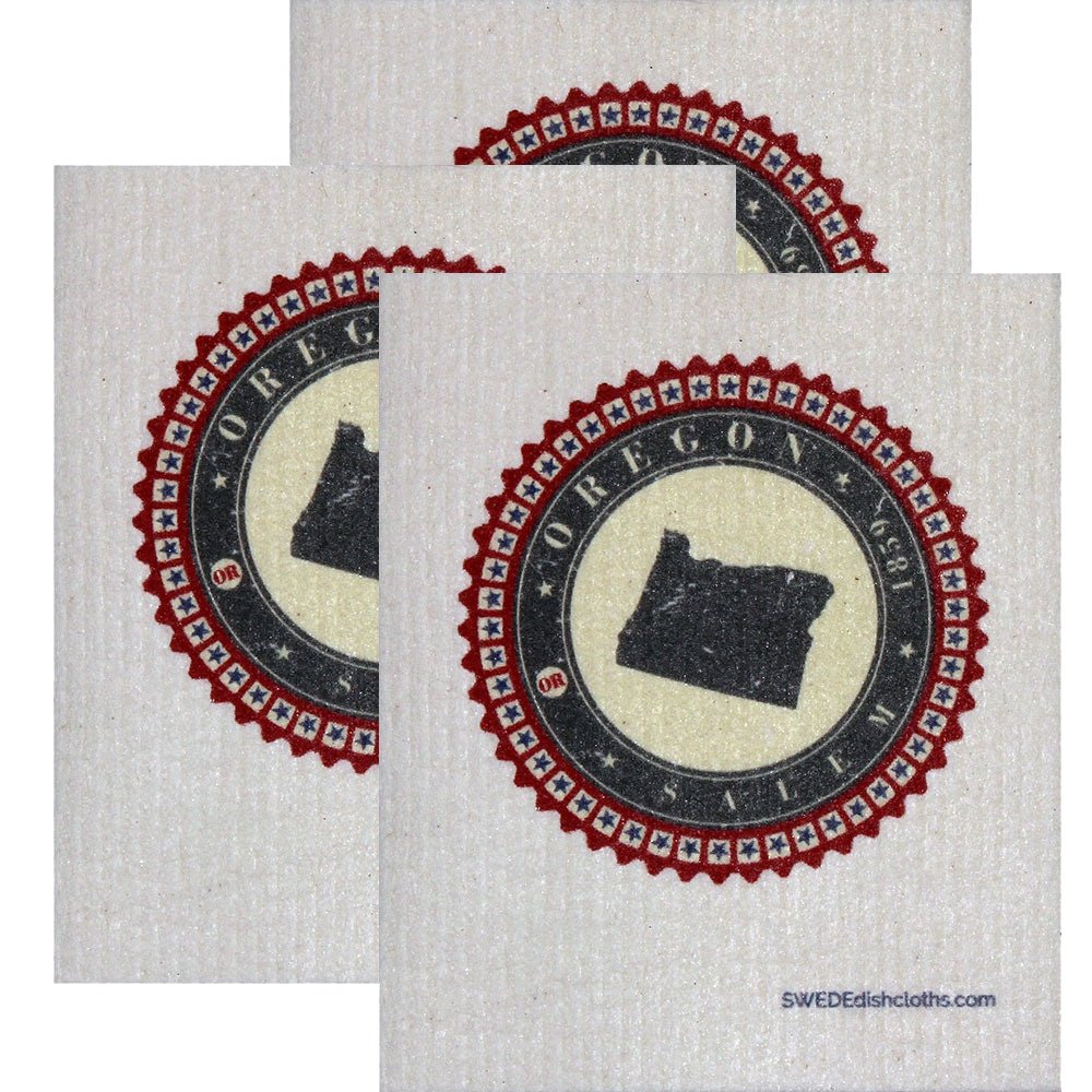 Swedish Dishcloth Set of 3 each Swedish Dishcloth Badge Design - Oregon - SWEDEdishcloths.com
