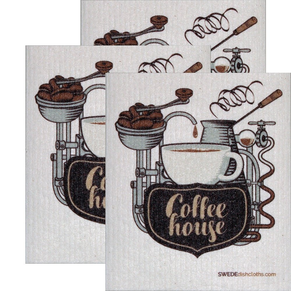 Swedish Dishcloth Set of 3 each Swedish Dishcloths CoffeeHouse Design - SWEDEdishcloths.com