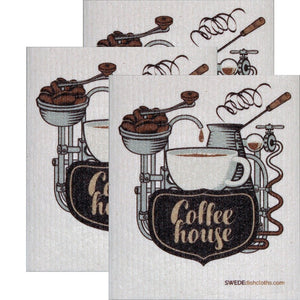 Swedish Dishcloth Set of 3 each Swedish Dishcloths CoffeeHouse Design - SWEDEdishcloths.com