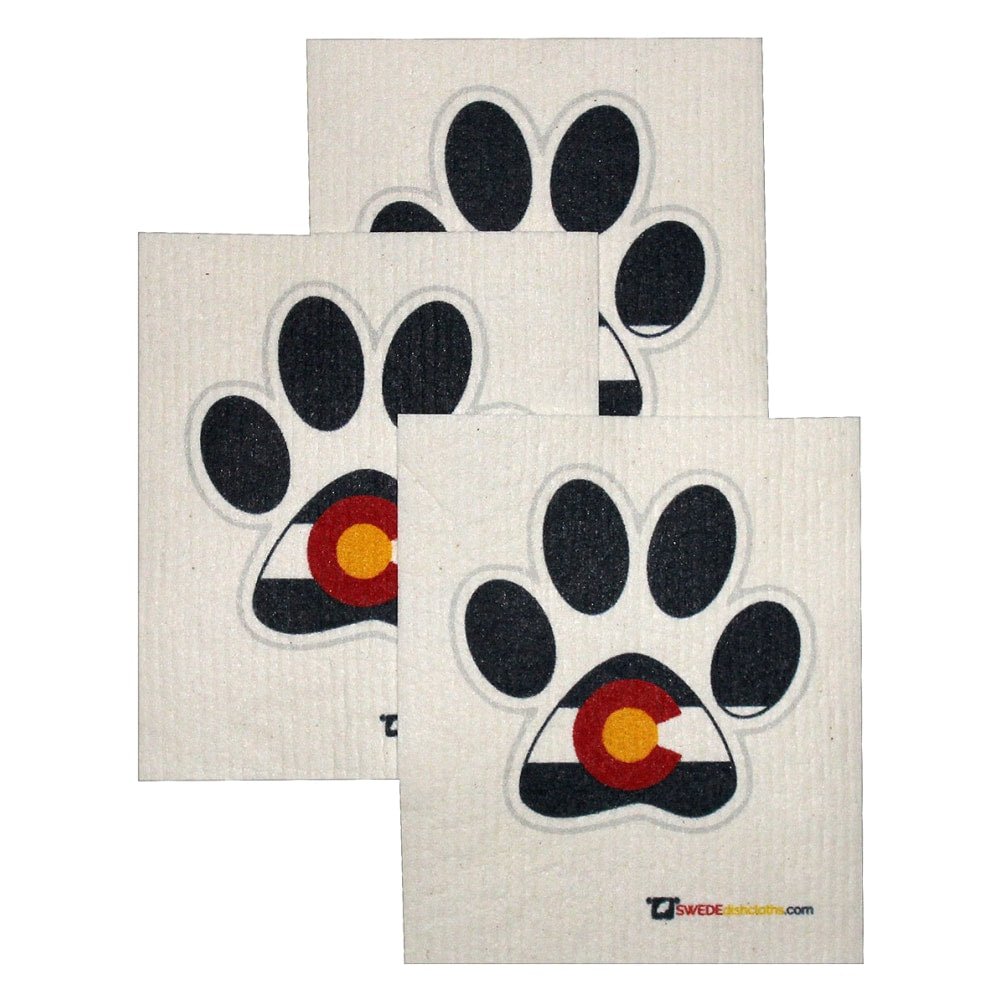 Swedish Dishcloth Set of 3 each Swedish Dishcloths - Colorado Dog Paw - SWEDEdishcloths.com