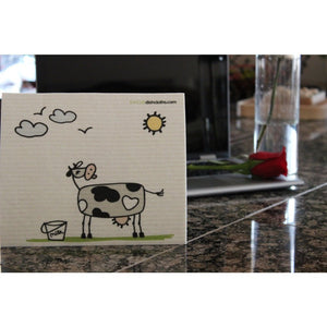 Swedish Dishcloth Set of 3 each Swedish Dishcloths Fun Cow in Sun Design - SWEDEdishcloths.com