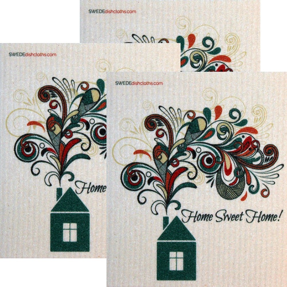 Swedish Dishcloth Set of 3 each Swedish Dishcloths Home Sweet Home Design - SWEDEdishcloths.com