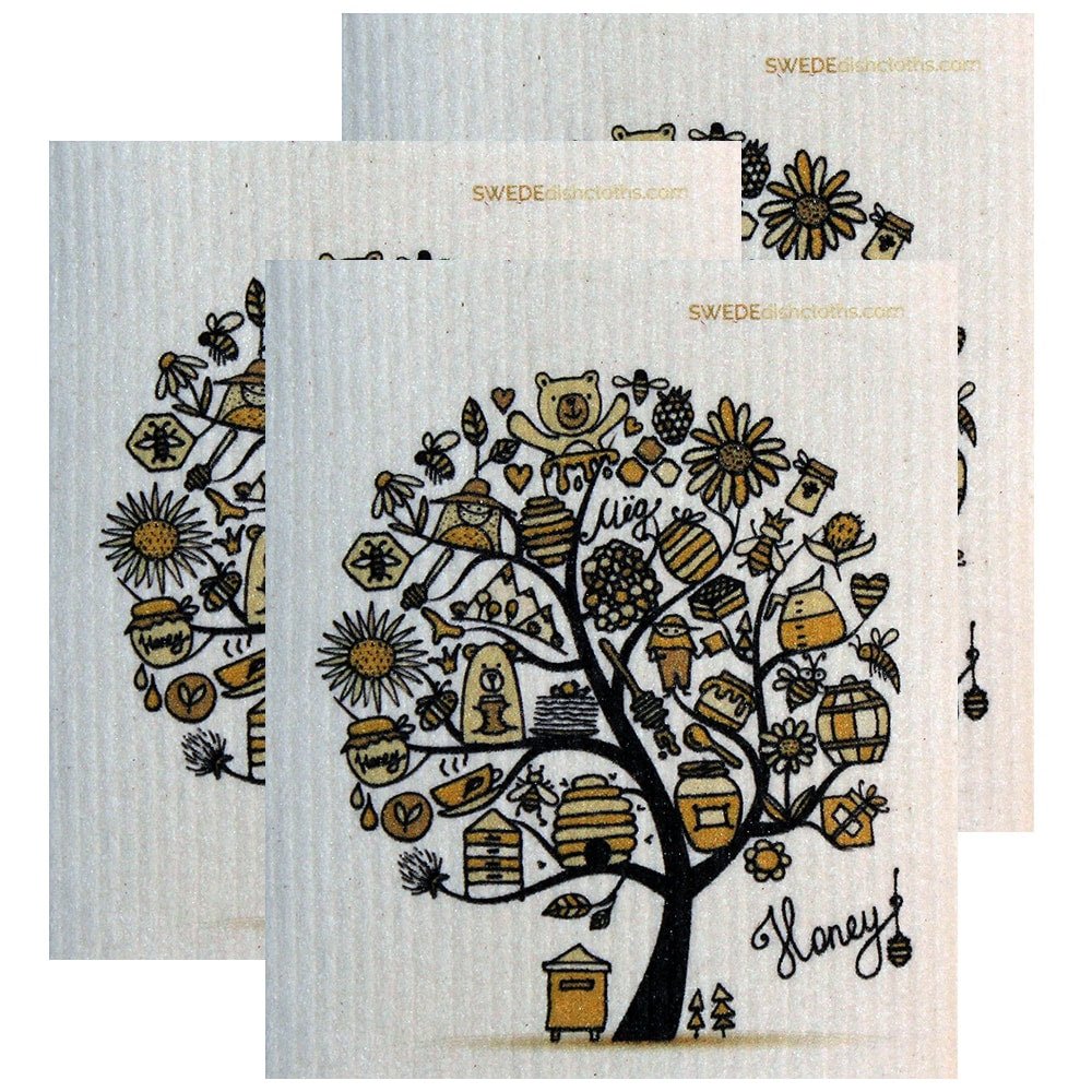 Swedish Dishcloth Set of 3 each Swedish Dishcloths HoneyTree Design - SWEDEdishcloths.com
