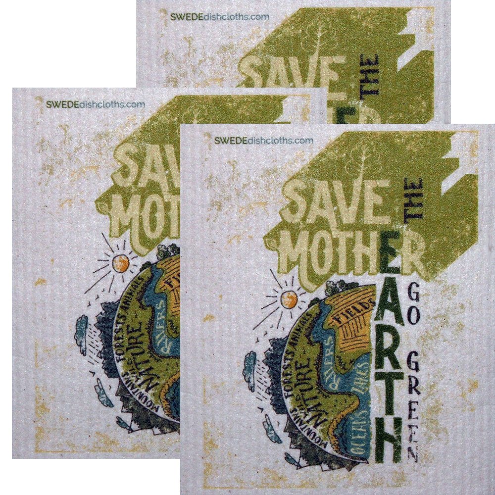 Swedish Dishcloth Set of 3 each Swedish Dishcloths Save Mother Earth Design - SWEDEdishcloths.com