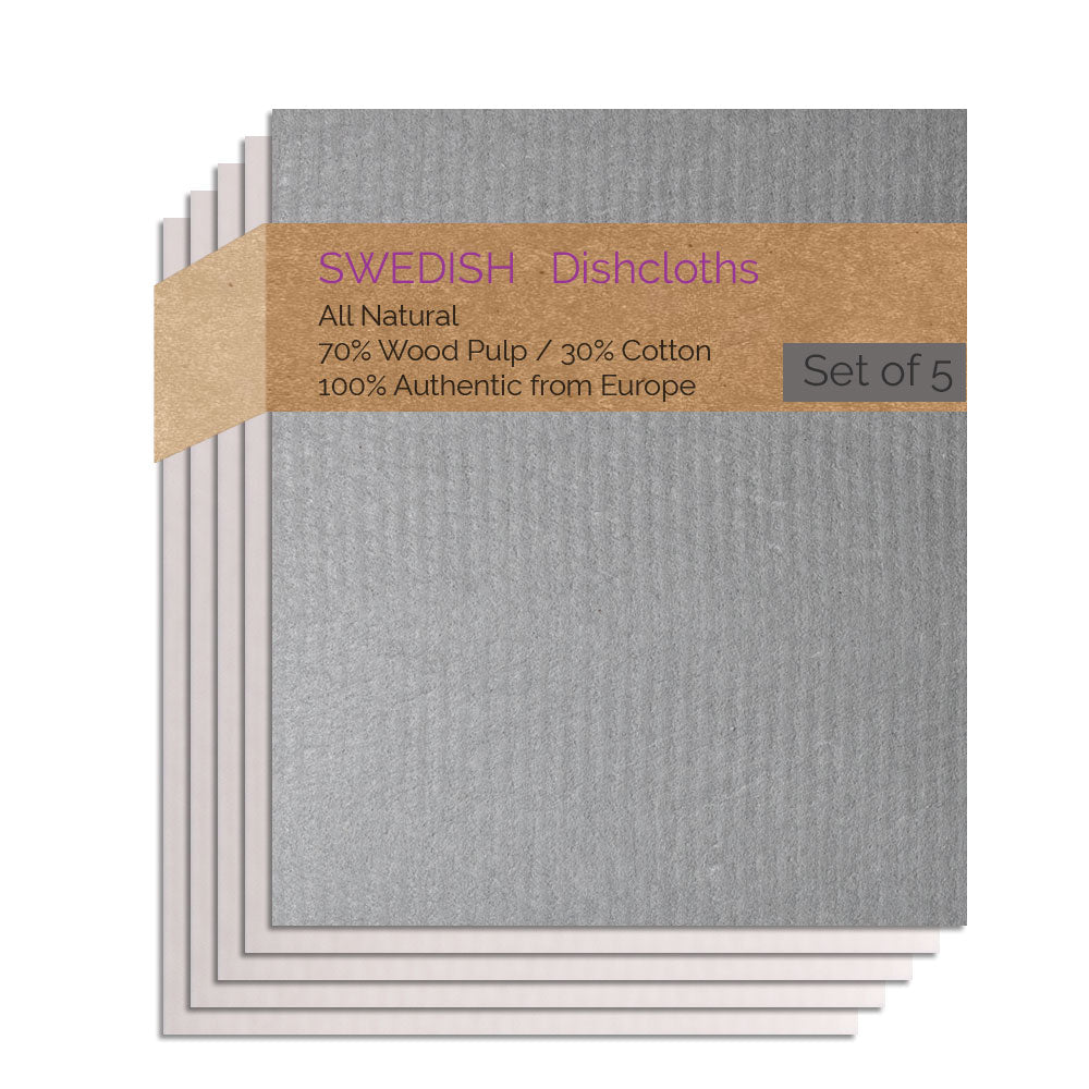 Swedish Dishcloths 5 Pack (1 Gray, 4 Natural) Combo GNNNN Paper Towel Replacements | Swededishcloths - SWEDEdishcloths.com