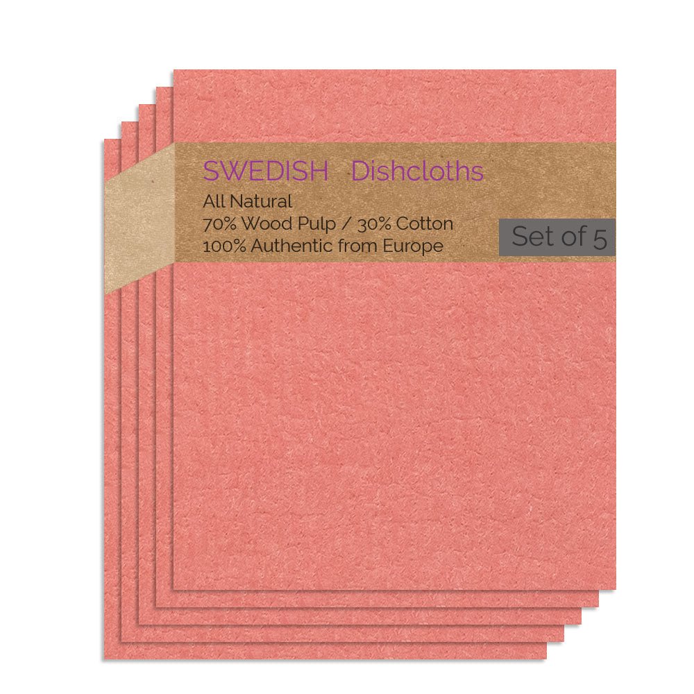 Swedish Dishcloths 5 Pack (Salmon Color) Paper Towel Alternative | Swededishcloths - SWEDEdishcloths.com