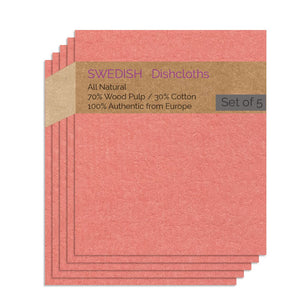 Swedish Dishcloths 5 Pack (Salmon Color) Paper Towel Alternative | Swededishcloths - SWEDEdishcloths.com