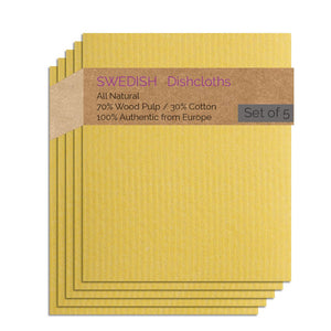 Swedish Dishcloths 5 Pack (Yellow Color) Paper Towel Replacements | Swededishcloths - SWEDEdishcloths.com