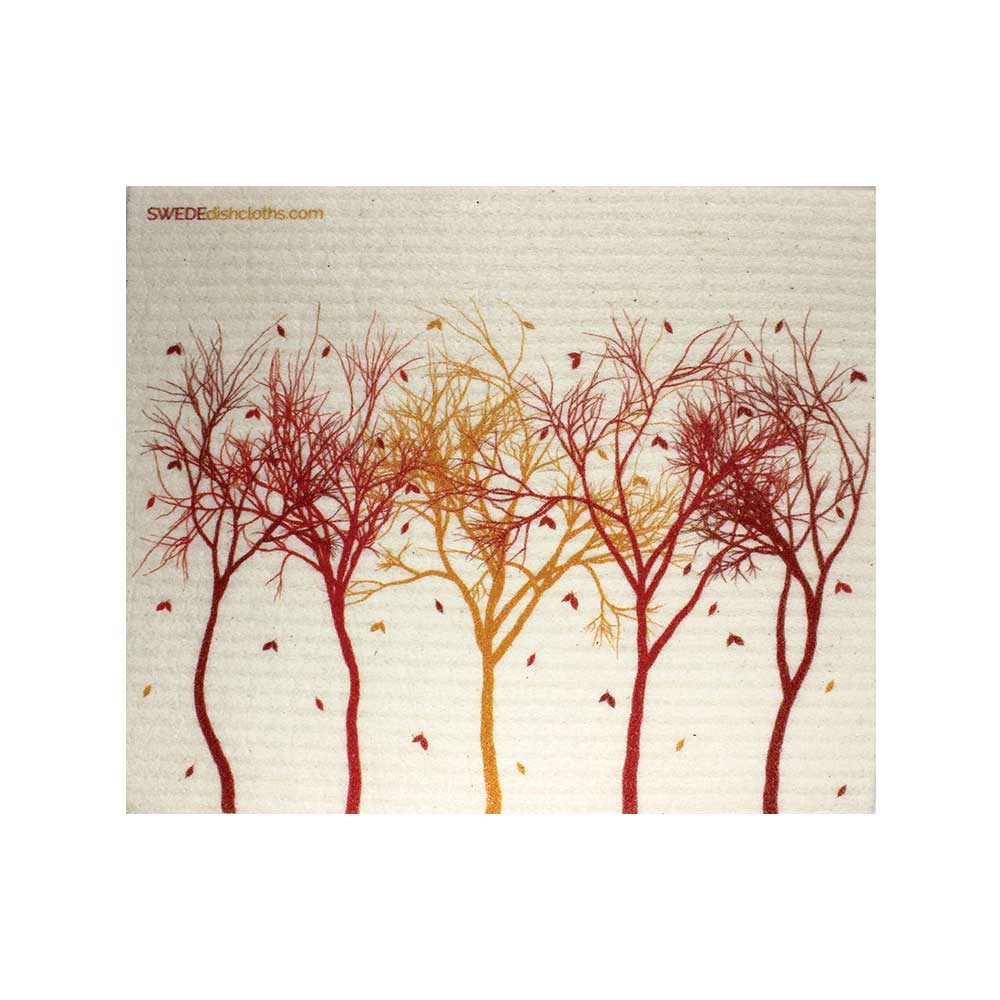 Swedish Dishcloths "Autumn Trees Falling Leaves" One Dishcloth | ECO Friendly Reusable Absorbent Cleaning Cloth - SWEDEdishcloths.com